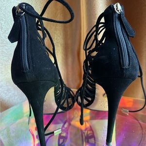 Aquazzura Black Lace-Up Heels